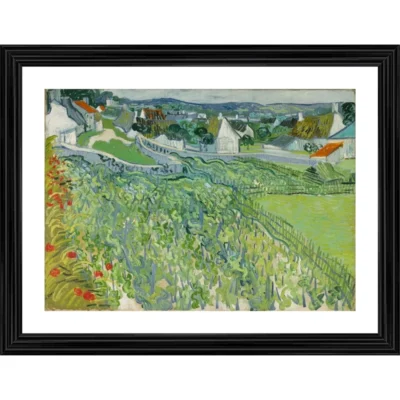 Vineyards at Auvers 1889 Painting With Wood Photo Frame (Multicolor)