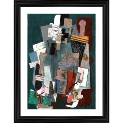 Man with a Pipe 1915 Painting With Wood Photo Frame (Multicolor)