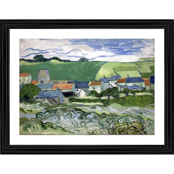 View of Auvers 1890 Painting With Wood Photo Frame (Multicolor)