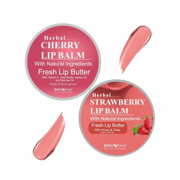 Unisex Herbal Dark And Chapped Lips Cherry & Strawberry Lip Balm Pack Of 2  (10gm)