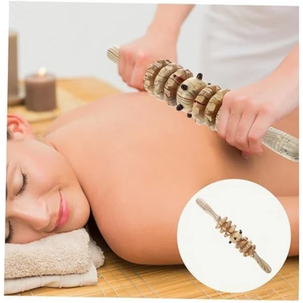 Wood 7 Wheels Fancy Gua Sha Massager Roller (Wood) - Image 3