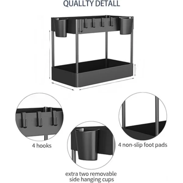 Plastic Tier Under Sink Organizer (Black) - Image 3