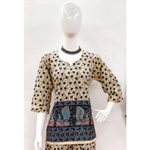 Women's Cotton Jaipuri Printed 3-4th Sleeve Co ord Set (Multicolor) - Image 3