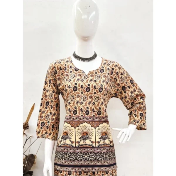 Women's Cotton Jaipuri Printed 3-4th Sleeve Co ord Set (Multicolor) - Image 3