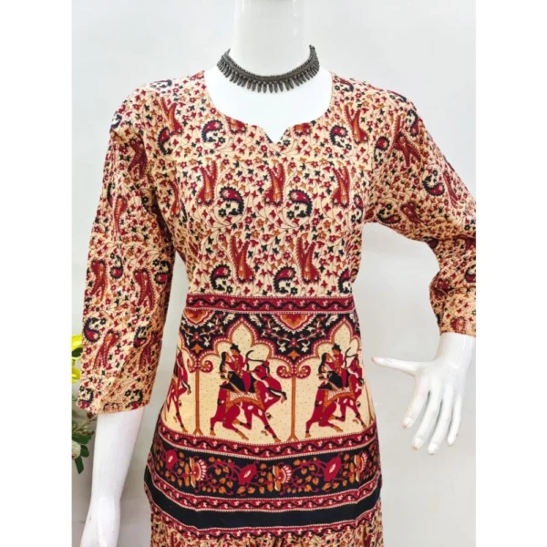 Women's Cotton Jaipuri Printed 3-4th Sleeve Co ord Set (Multicolor) - Image 4