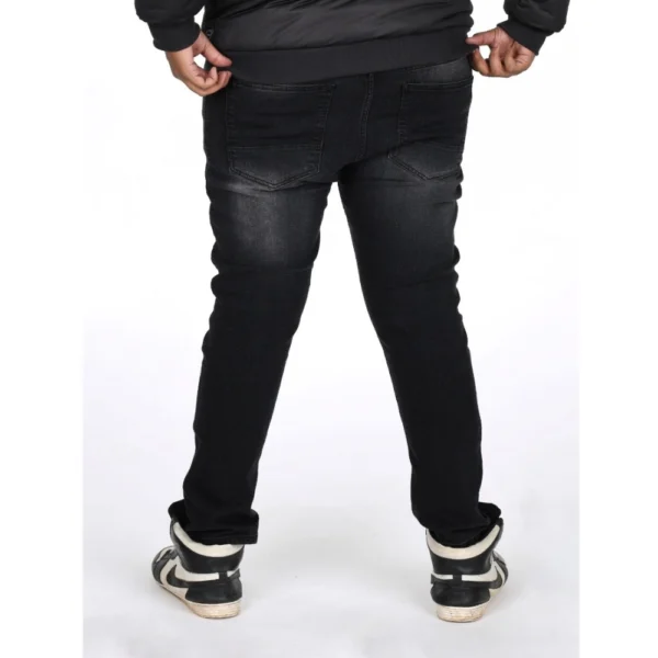 Men's Cotton Blended Solid Plus Size Jeans (Black) - Image 4