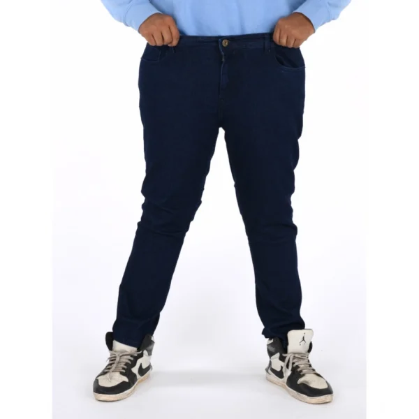 Men's Cotton Blended Solid Plus Size Jeans (Dark Blue) - Image 3