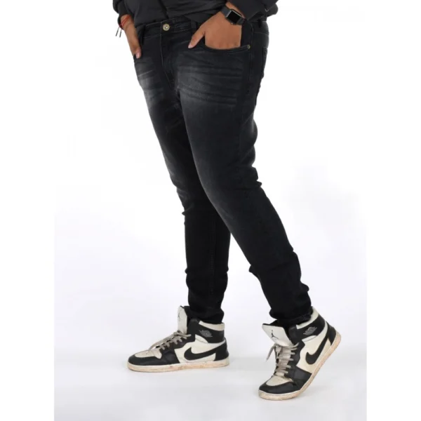 Men's Cotton Blended Solid Plus Size Jeans (Black)