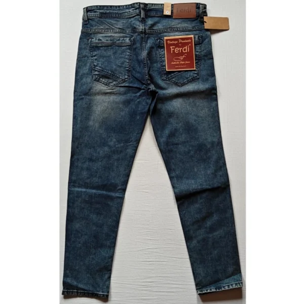 Men's Cotton Blended Solid Tapered Jeans (Blue) - Image 4