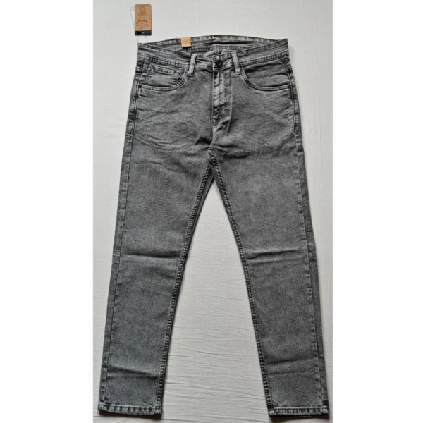 Men's Cotton Blended Solid Tapered Jeans (Grey)