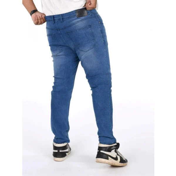 Men's Cotton Blended Solid Plus Size Jeans (Blue) - Image 4