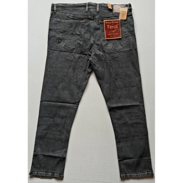 Men's Cotton Blended Solid Plus Size Jeans (Dark Grey) - Image 4
