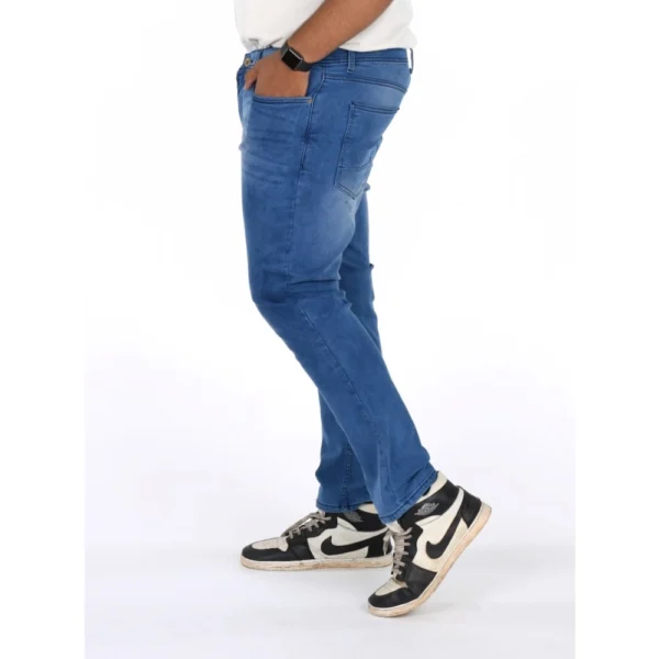 Men's Cotton Blended Solid Plus Size Jeans (Blue) - Image 3
