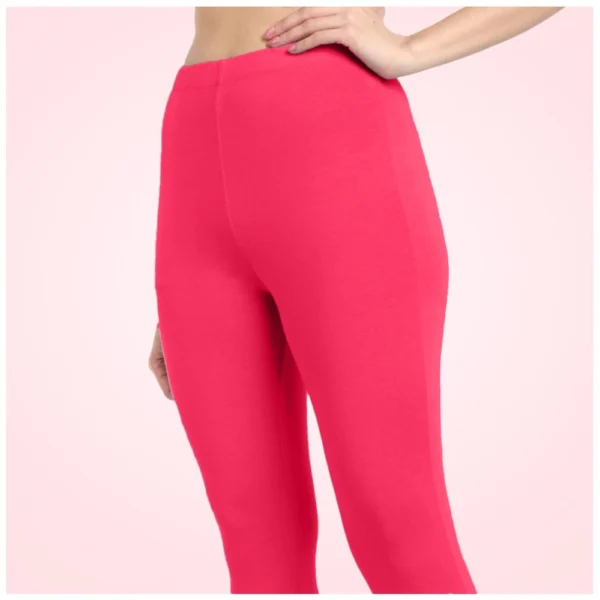 Women's Cotton Blended Solid Ankle legging (Pink) - Image 2