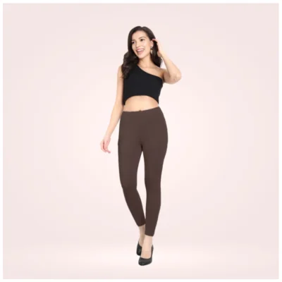 Women's Cotton Blended Solid Ankle legging (Brown)
