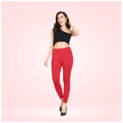 Women's Cotton Blended Solid Ankle legging (Red)