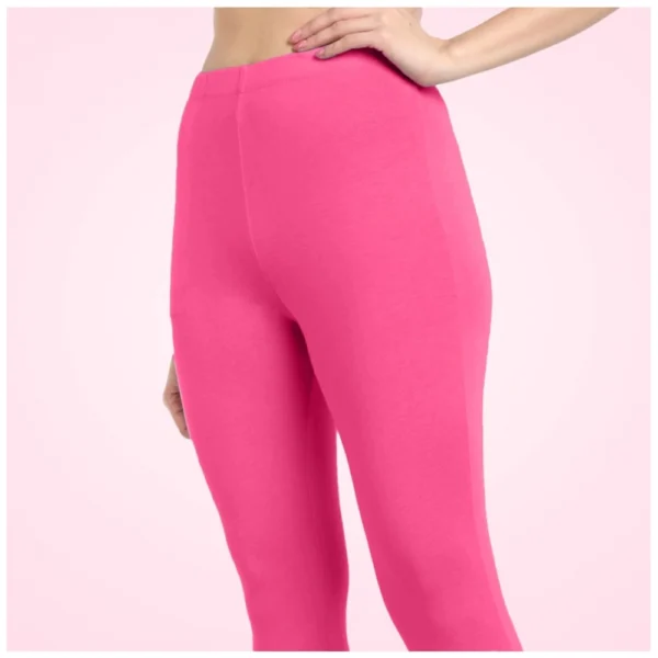 Women's Cotton Blended Solid Ankle legging (Dark Pink) - Image 2