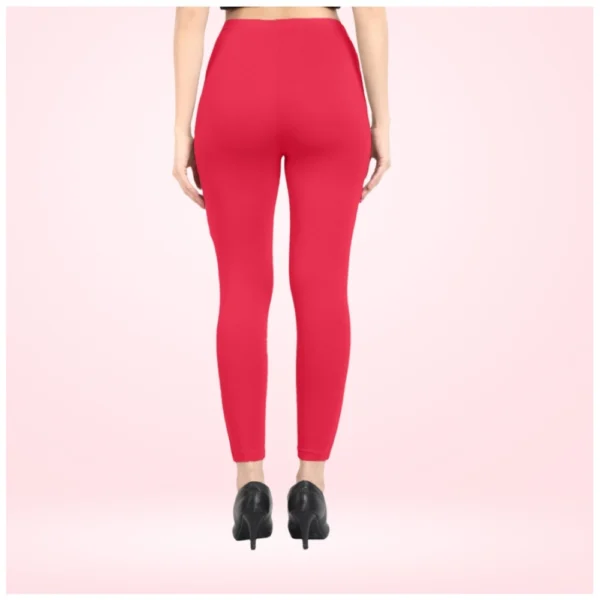 Women's Cotton Blended Solid Ankle legging (Pink) - Image 3