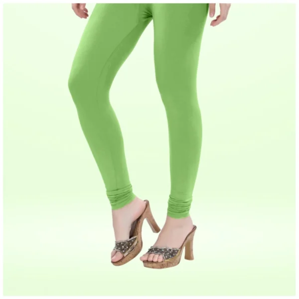 Women's Cotton Blended Solid Churidar leggings (Pista Green) - Image 3