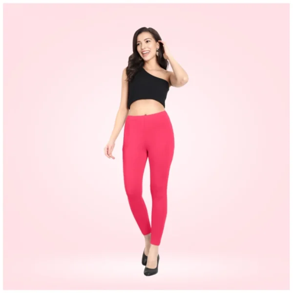 Women's Cotton Blended Solid Ankle legging (Pink)