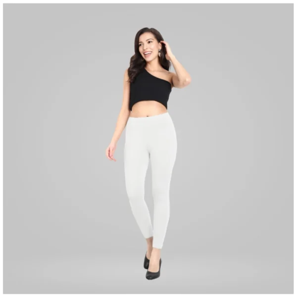 Women's Cotton Blended Solid Ankle legging (White)