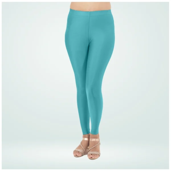 Women's Cotton Blended Solid Shimmer Ankle leggings (Blue) - Image 4