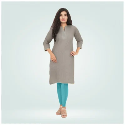 Women's Cotton Blended Solid Shimmer Ankle leggings (Blue)