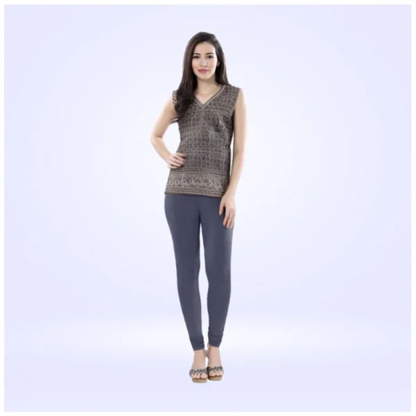 Women's Cotton Blended Solid Churidar leggings (Navy)