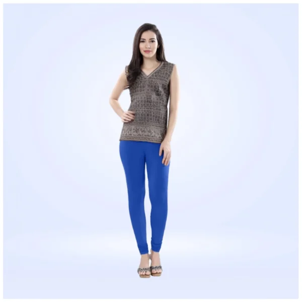 Women's Cotton Blended Solid Churidar leggings (Royal Blue)