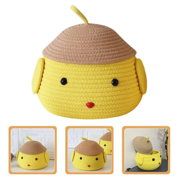 Cotton  lid Pack of 1 Storage Basket For Clothes (Yellow) - Image 2