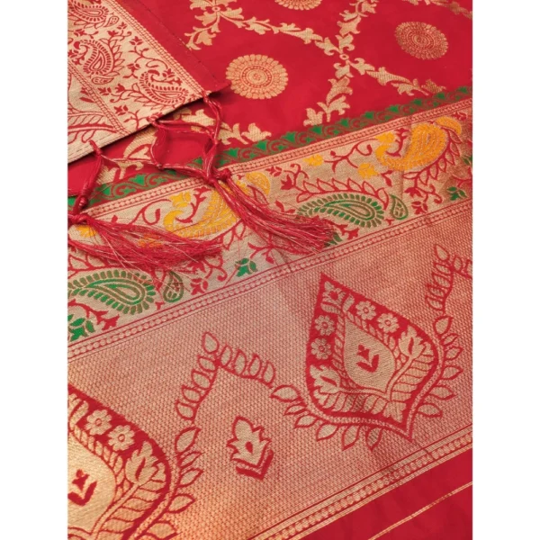 Women's Banarasi Silk Printed Unstitched Salwar Suit Material With Dupatta (Red, 3Mtrs) - Image 2