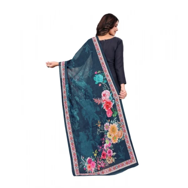 Women's chanderi silk  Printed Dupatta (Navy Blue, Length: 2 Mtr) - Image 5