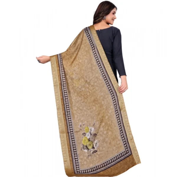 Women's chanderi silk  Printed Dupatta (Beige, Length: 2 Mtr) - Image 5