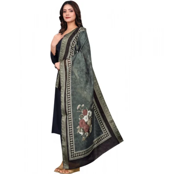 Women's chanderi silk  Printed Dupatta (Black, Length: 2 Mtr) - Image 4
