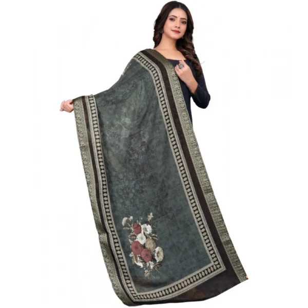 Women's chanderi silk  Printed Dupatta (Black, Length: 2 Mtr) - Image 3