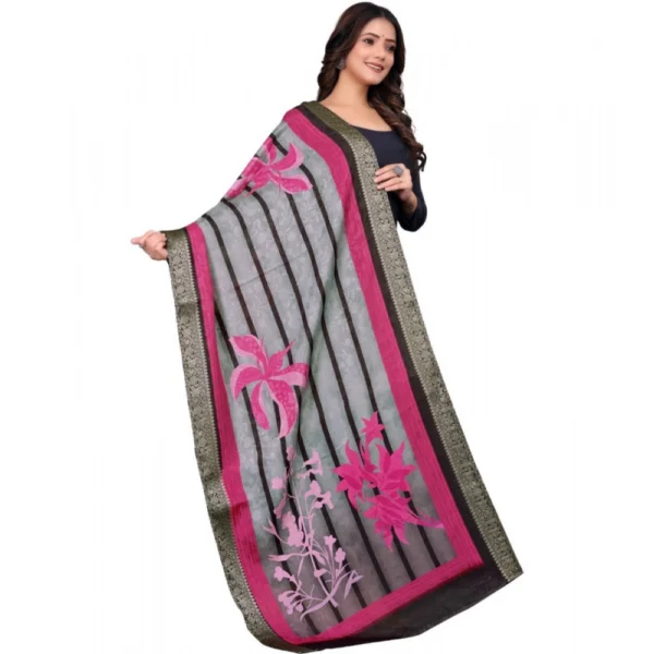 Women's chanderi silk  Printed Dupatta (Black, Length: 2 Mtr) - Image 3