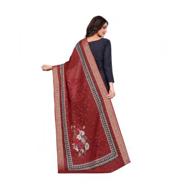 Women's chanderi silk  Printed Dupatta (Maroon, Length: 2 Mtr) - Image 5