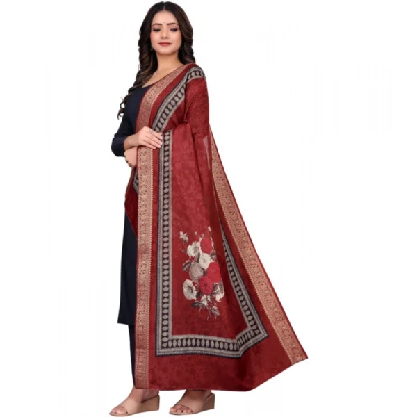 Women's chanderi silk  Printed Dupatta (Maroon, Length: 2 Mtr) - Image 4