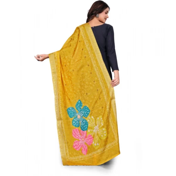 Women's chanderi silk  Printed Dupatta (Yellow, Length: 2 Mtr) - Image 5