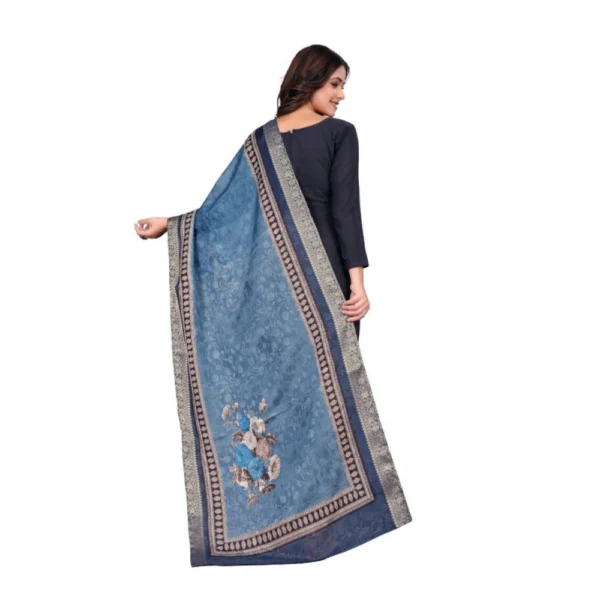 Women's chanderi silk  Printed Dupatta (Navy Blue, Length: 2 Mtr) - Image 5