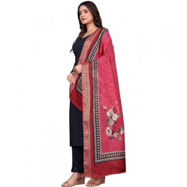 Women's chanderi silk  Printed Dupatta (Red, Length: 2 Mtr) - Image 4