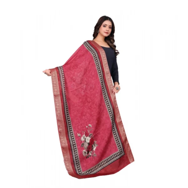 Women's chanderi silk  Printed Dupatta (Red, Length: 2 Mtr) - Image 3