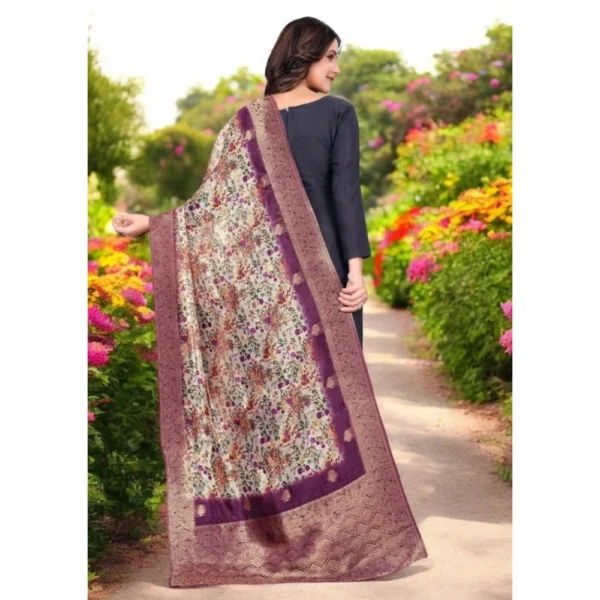 Women's chanderi silk  Printed Dupatta (Magenta, Length: 2 Mtr) - Image 5