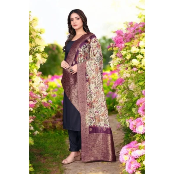 Women's chanderi silk  Printed Dupatta (Magenta, Length: 2 Mtr) - Image 4