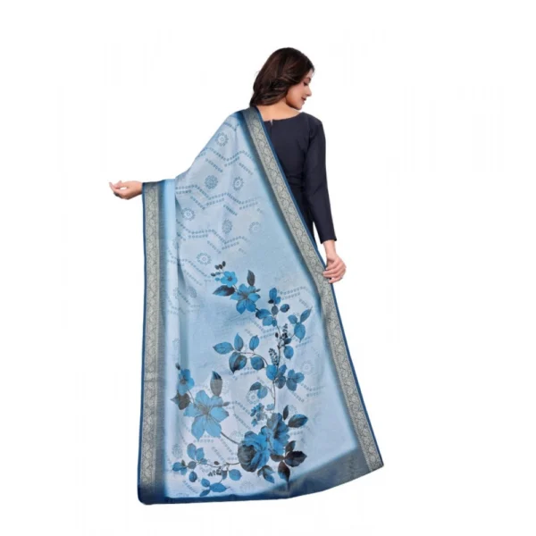 Women's chanderi silk  Printed Dupatta (Blue, Length: 2 Mtr) - Image 5