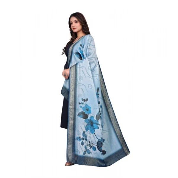 Women's chanderi silk  Printed Dupatta (Blue, Length: 2 Mtr) - Image 4