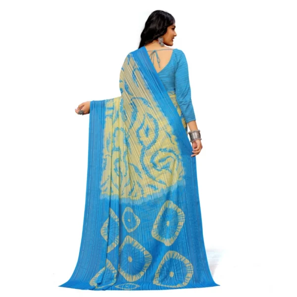 Women's Georgette Printed Saree With Unstitched Blouse (Skyblue) - Image 3