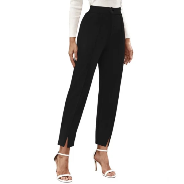 Women's Polyester Solid With Pocket Pant (Black) - Image 5