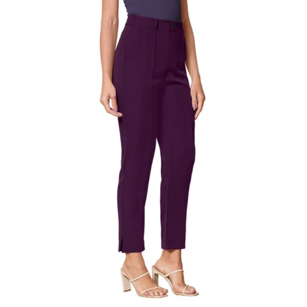 Women's Polyester Solid With Pocket Pant (Wine) - Image 5