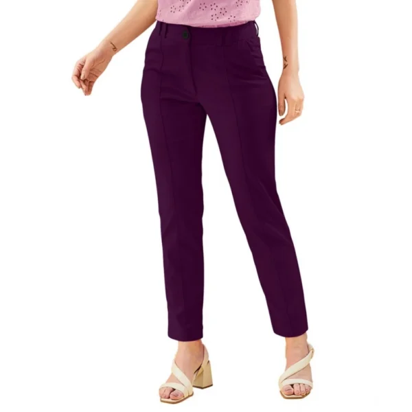 Women's Polyester Solid With Pocket Pant (Wine) - Image 4